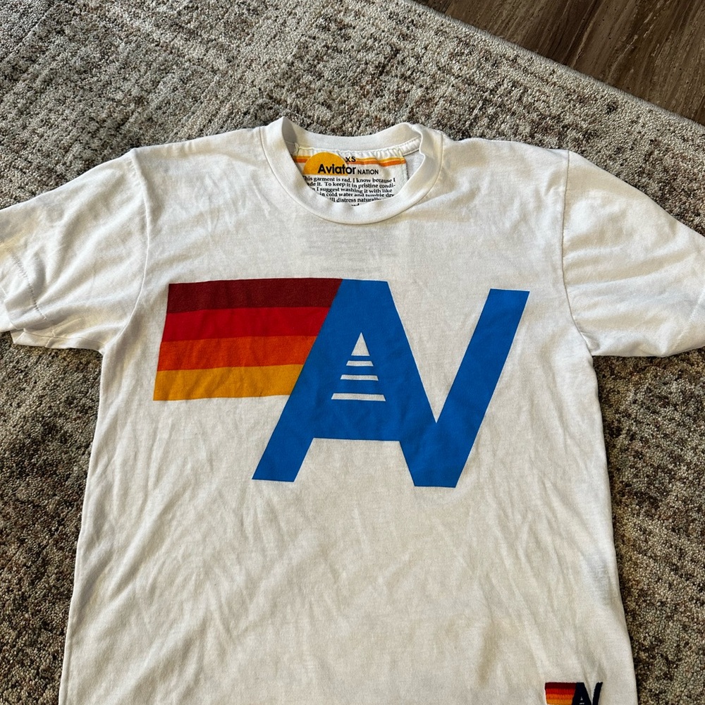 Aviator Nation LOGO BOYFRIEND TEE - WHITE